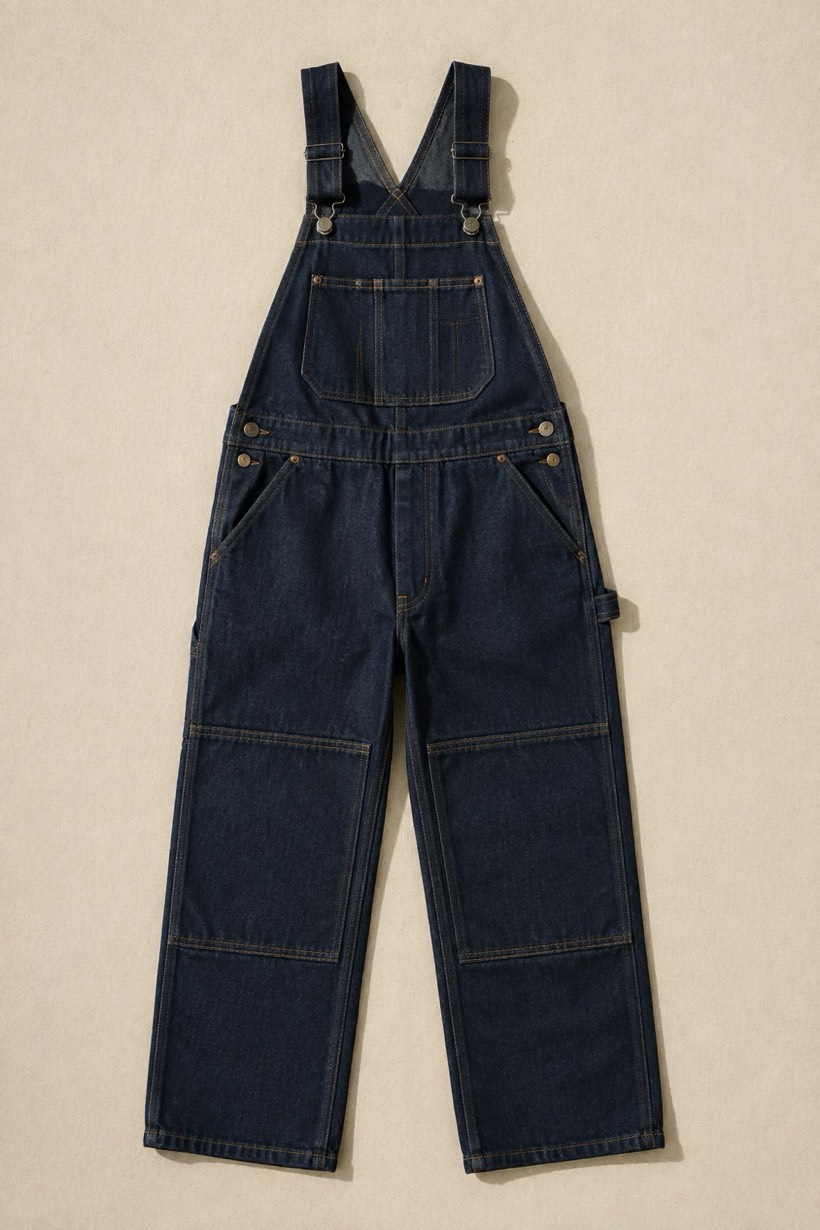Bib Overall Denim 12 oz, 407 g/m² cloth, laid flat