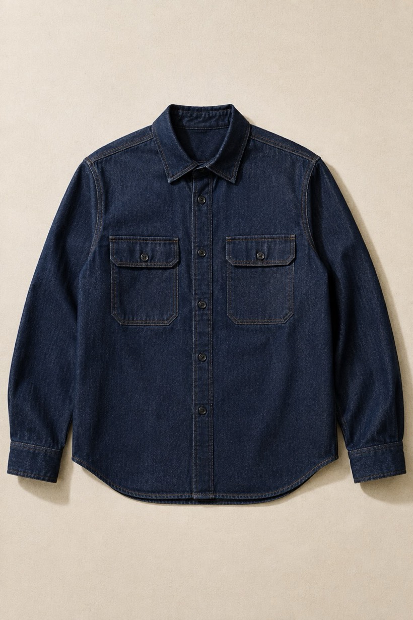 Denim Work Shirt 8 oz, 271 g/m² cloth, laid flat