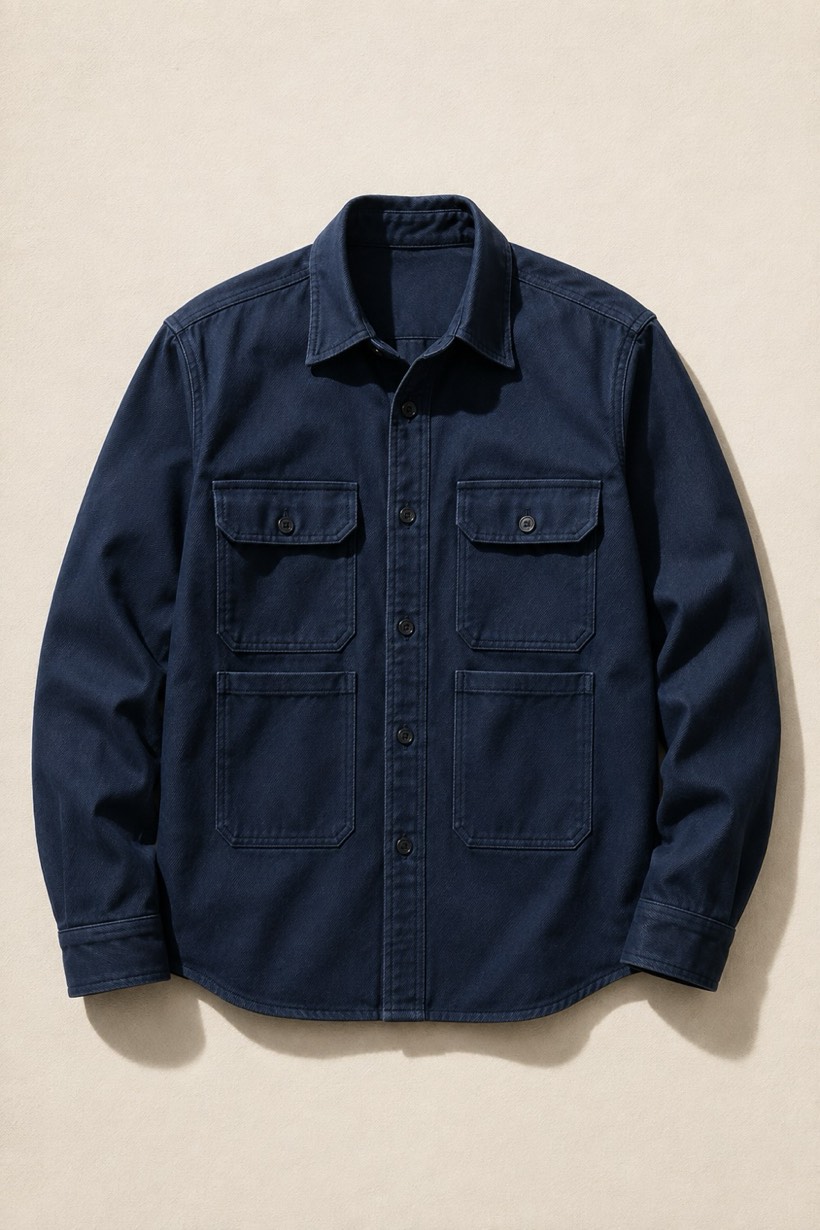 Double-Pocket Work Shirt, 220 g/m² cloth, laid flat