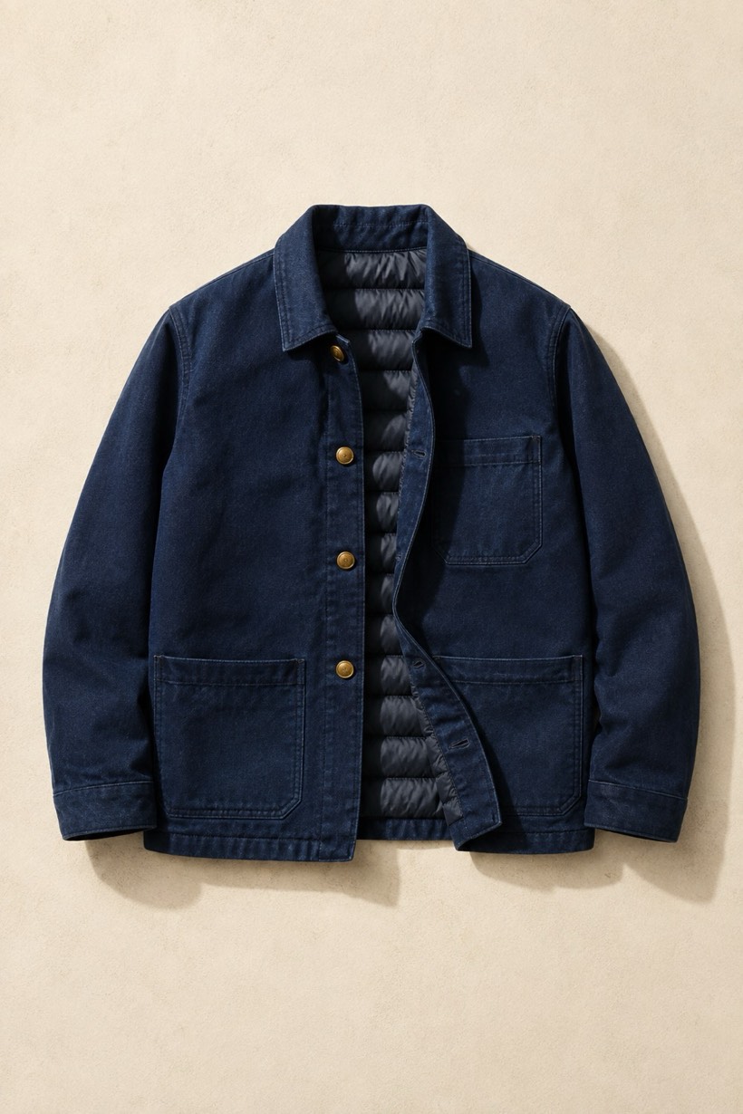 Insulated Chore Jacket, 340 g/m² cloth, laid flat