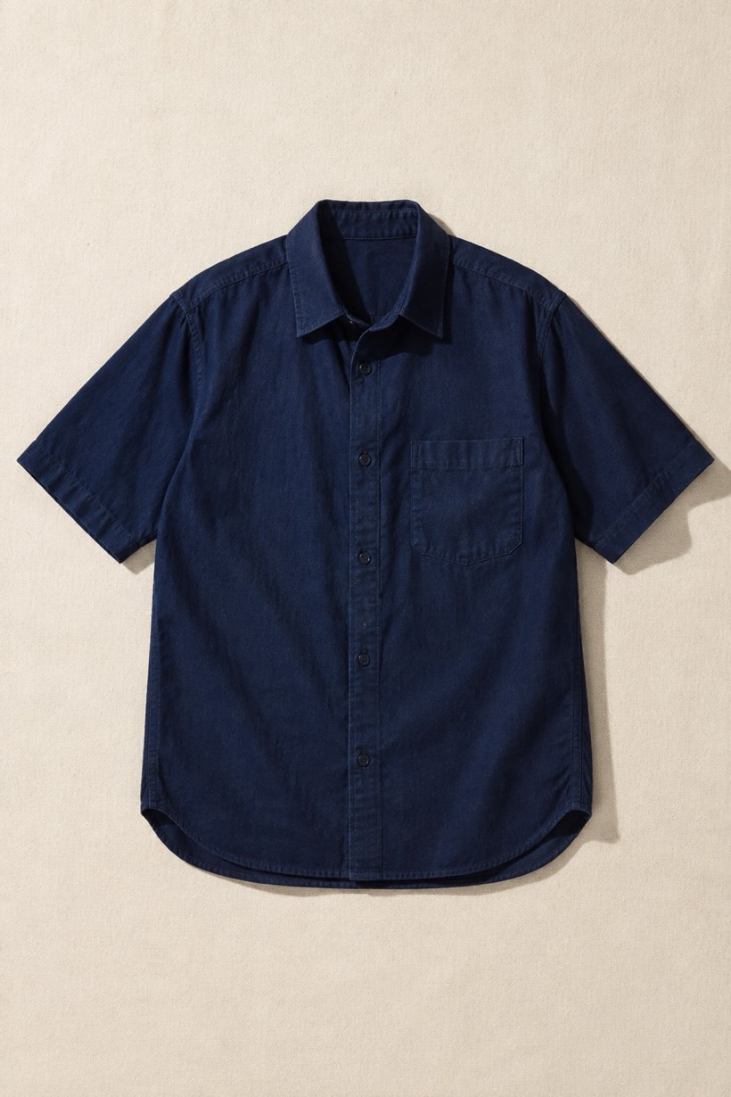 Short-Sleeve Work Shirt, 180 g/m² cloth, laid flat