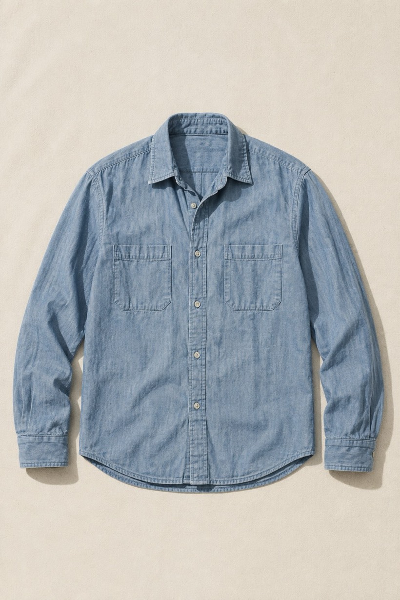 Work Shirt Chambray 160, 160 g/m² cloth, laid flat